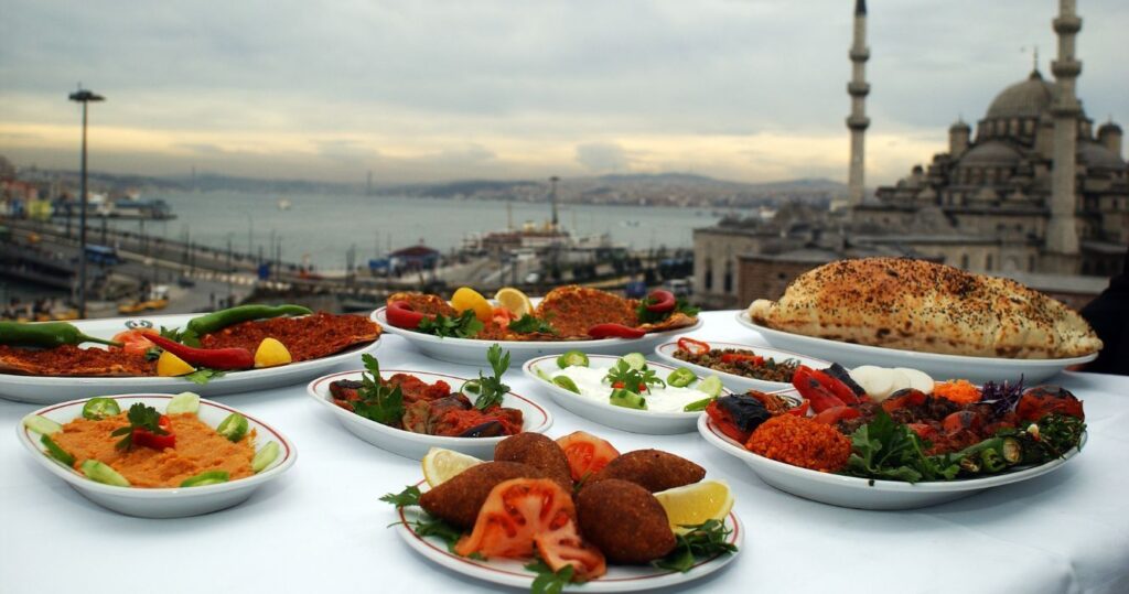 dinner and appetizers in istanbul, turkey