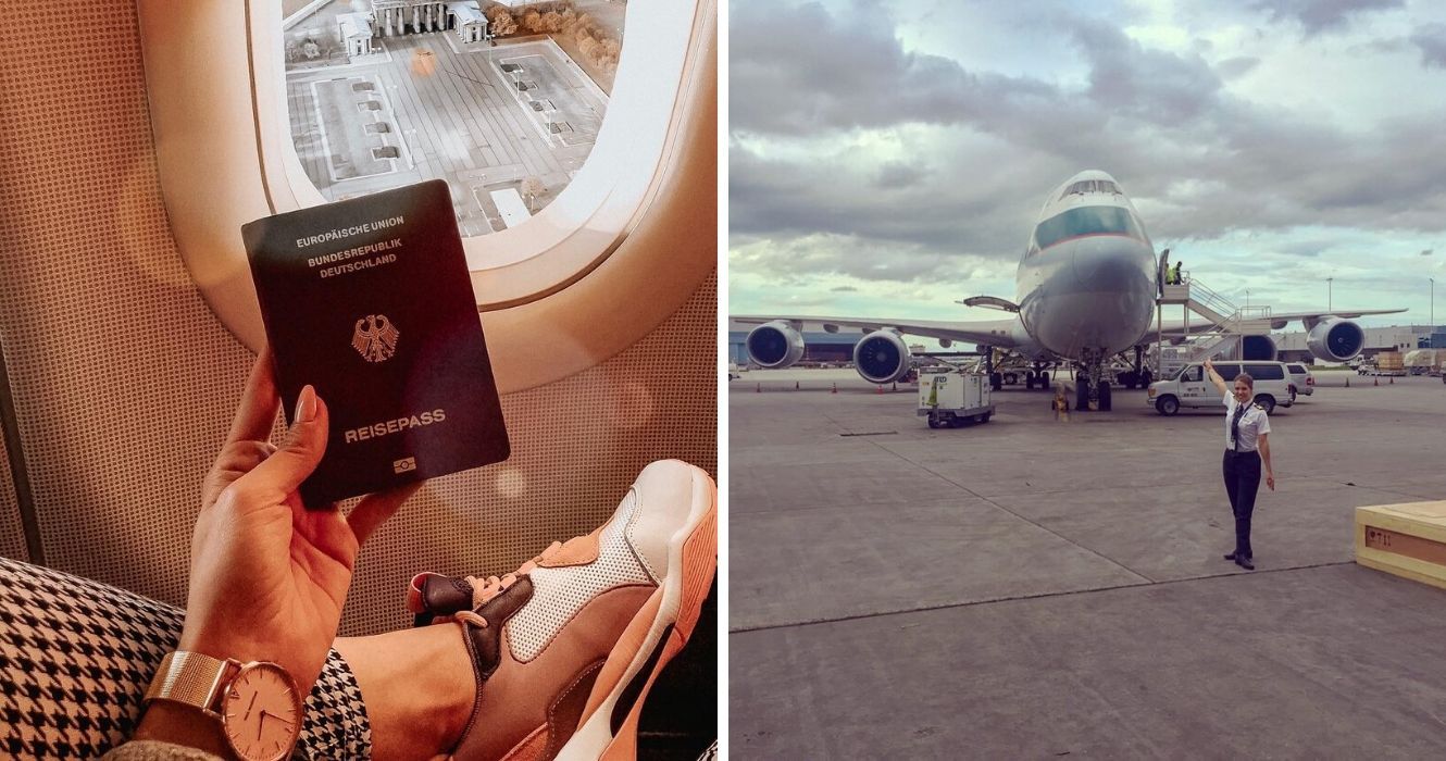 20 coisas que os viajantes levam na bagagem (eles deveriam levar na bagagem de mão) 1 close-up-passaporte-no-avião-piloto-parado-na-frente-do-avião-na-pista