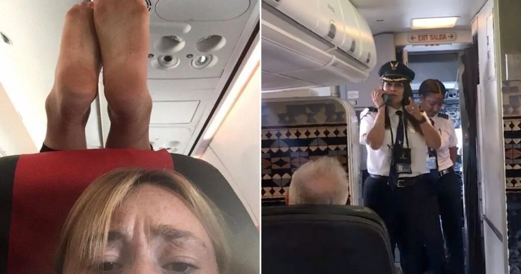 20 erros que os pilotos nunca devem cometer em um avião (de acordo com os pilotos) 7 rude passenger bare feet plane pilot announcement plane