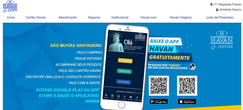 Quais os cartões que a loja Havan aceita? 1 loja Havan