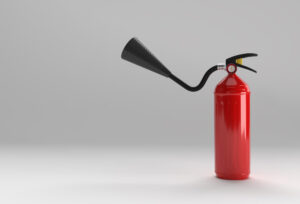 3d render fire extinguisher pastel white background